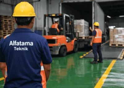epoxy lantai area loading dock untuk aktivitas bongkar muat